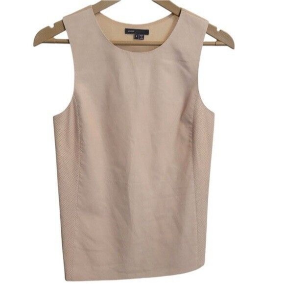 Vince Womens Leather Silk Sleeveless Tunic Tank Top Size 12 Pink Quiet Luxury - Picture 1 of 8